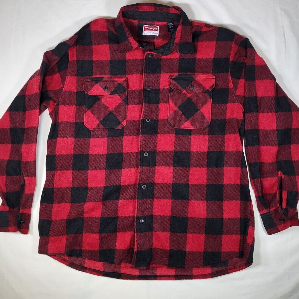 Wrangler Men's XL Flannel‎ Long Sleeve Button Up Shirt Red Buffalo Check